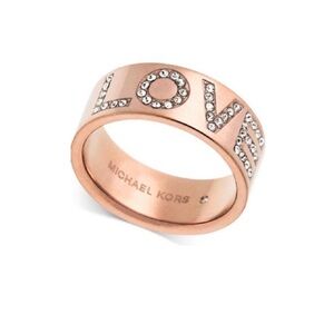 $85 Michael Kors Crystal Love Band Ring size 8